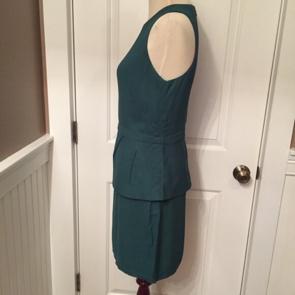 TIBI DRESS GREEN SHEATH SLEEVELESS PEPLUM Size 8 - Picture 3 of 6